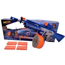 Дитячий Іграшковий автомат Бластер-кулемет NERF 009 з обертовим барабаном і м'якими кулями на присосках