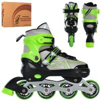 Розсувні ролики PROFI A4148-L-GR алюмін. рама/ розмір 39-42 устілка 23.7 см/колеса ПУ 70 мм/зелені