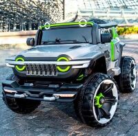Дитячий електромобіль Машина Джип M 4863EBLR-11 4WD зі шкіряним сидінням / сірий