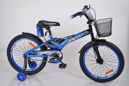 Дитячий двоколісний велосипед 18 дюймів для хлопчика Racer з додатковими колесами, пляшечкою та кошиком