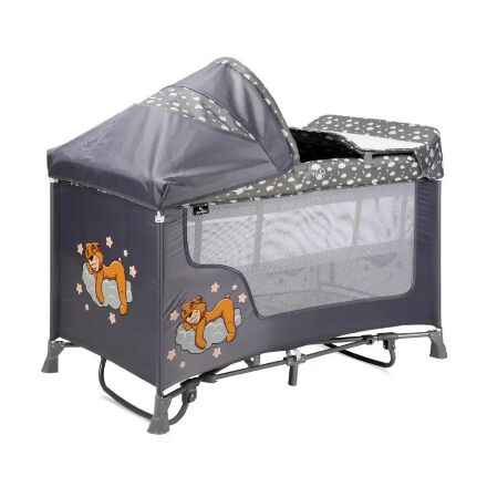 Манеж-ліжко ігровий Lorelli San Remo Rocker 2L Grey Clouds сірий