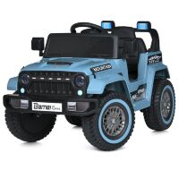 Дитячий двомісний електромобіль Джип M 5109EBLR-4 м'яке сидіння, колеса ЄВА, музика, світло, синій