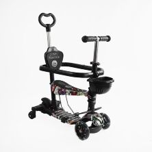 Дитячий триколісний самокат трансформер 5в1 Best Scooter LS-82755 з сидінням та бампером, чорний
