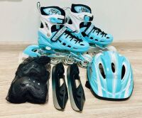 Дитячий набір Combo 2в1 ролики та ковзани для дівчинки із захистом та шоломом Ice M (35-38) рожеві