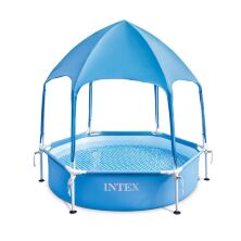 Дитячий каркасний круглий басейн INTEX 28209 з навісом розмір 183-38см