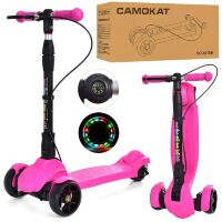 Дитячий складаний триколісний самокат алюмінієвий iTrike JR3-060-40-P MAXI з КОМПАСОМ / колеса світло / рожевий*