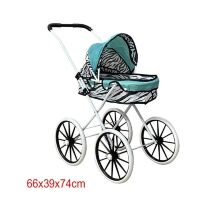 Коляска для ляльок металева DL502C-9 Коляска лялькова зимова на великих колесах / біло-бірюзова