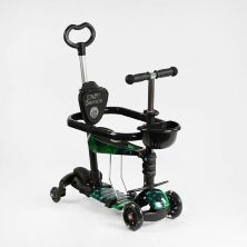 Самокат дитячий триколісний із сидінням 5в1 Best Scooter LS-67633 з додатковими колесами / чорний