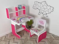 Дитяча регульована парта зі стільчиком Розтушка Bambi 009 "Принцеса Princess" біла/для дівчинки від 3 років