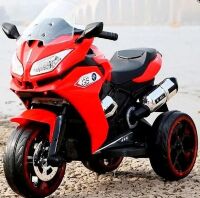 Дитячий електромобіль мотоцикл трицикл BMW M 3688EL-3 на EVA колесах з шкіряним сидінням / червоний