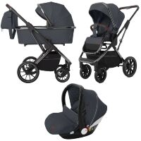 Дитяча універсальна коляска CARRELLO Aurora CRL-6502/1 (3in1) Iron Grey сіра з дощовиком