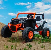 Дитячий двомісний електромобіль Джип Баггі  M 4567EBLR-7-2 з м'яким сидінням та 4 моторами! / помаранчевий