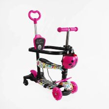 Дитячий триколісний самокат трансформер 5в1 Best Scooter LS-81800 з сидінням та бампером, рожевий