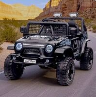 Дитячий одномісний електромобіль Джип M 5991EBLR-2(24V) Jeep Rubicon шкіряне сидіння чорний
