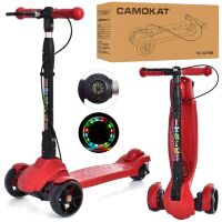 Дитячий складаний триколісний самокат алюмінієвий iTrike JR3-060-40-R MAXI з КОМПАСОМ / колеса світло / червоний*