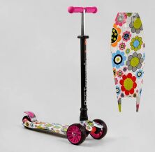 Дитячий триколісний самокат алюмінієвий Best Scooter MAXI S-11809 колеса світло / знімний кермо / рожевий
