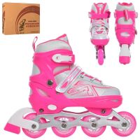 Розсувні жіночі ролики PROFI A4148-L-P алюмін. рама/ розмір 39-42 устілка 23.7 см/колеса ПУ 70 мм/рожеві