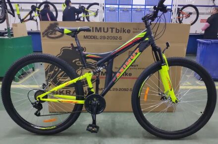 Спортивний гірський велосипед AZIMUT POWER колеса 29 дюйми GFRD / SHIMANO / з амортизатором / жовтий