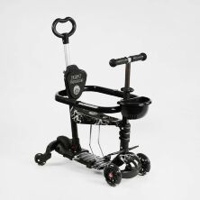 Самокат дитячий триколісний із сидінням 5в1 Best Scooter LS-09112 з додатковими колесами / чорний