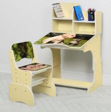 Дитяча парта зі стільчиком Bambi B 2071-90-2(EN) Кошеня і цуценя ваніль**