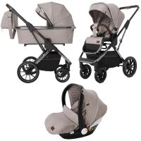 Дитяча універсальна коляска CARRELLO Aurora CRL-6502/1 (3in1) Almond Beige бежева з дощовиком