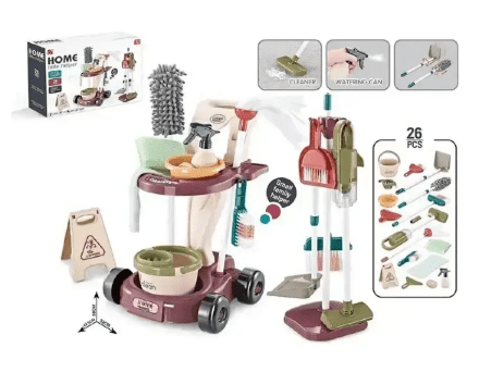 Дитячий набір для прибирання 667-56 Каталка-візок (з інструментами, пилосос, 26 предметів)