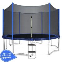 Спортивний батут круглий RJ-0088/1 діаметр 366см на пружинах з сіткою сходами і навісом / колір синій Спортивний батут круглий RJ-0088/1 діаметр 366см на пружинах з сіткою сходами і навісом / колір синій