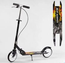 Дитячий двоколісний Cамокат складаний Best Scooter 49494 з ручним гальмом і підніжкою / чорний