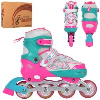 Розсувні жіночі ролики PROFI A4148-L-PBL алюмін. рама/ розмір 39-42 устілка 23.7 см/колеса ПУ/бірюзові