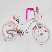 Дитячий двоколісний алюмінієвий велосипед "CORSO Sweety" SW-16036 колеса 16д з КОШИКОМ / для дівчинки білий