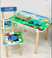 Дитячий стіл з двома стільчиками Bambi 501-87 Синій трактор **