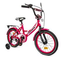 Дитячий двоколісний велосипед 16 дюймів 241601 Like2bike Sky з додатковими колесами, рожевий для дівчинки