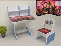 Дитяча парта регульована растишка зі стільчиком для хлопчика від 2 років ЛДСП ПШ 070 Герої Марвел салатова