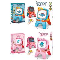 Дитячий мольберт з проектором для хлопчика і дівчинки 6398-6598 двухстор.дошка з фломастерами і крейдою / 2 виду*