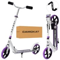 Складаний двоколісний дитячий самокат iTrike SR2-010-10-W-V підлітковий з підніжкою і ременем /біло-фіолетовий
