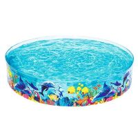 Дитячий каркасний круглий наливний басейн BESTWAY 55031 "Рибки" діаметр 244 см/висота 46 см/об'єм 2074 л
