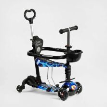 Дитячий триколісний самокат трансформер 5в1 Best Scooter LS-70036 з сидінням та бампером, чорний