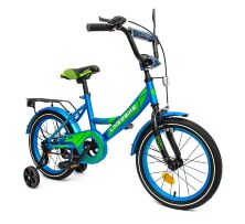 Дитячий двоколісний велосипед 16 дюймів 241602 Like2bike Sky з додатковими колесами, синій для хлопчика