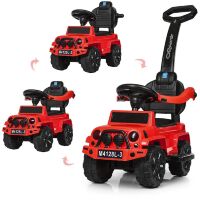 Дитяча машинка каталка-толокар Bambi 2 в 1 M 4121L-4 батьківська ручка музика світло синій