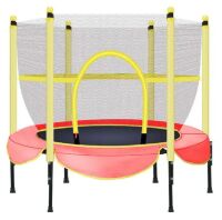 Дитячий батут круглий BT-RJ-0078 діаметр 150 см на пружинах з сіткою висота 100 см / колір червоний