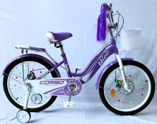 Дитячий велосипед 20 дюймів для дівчинки Corso Nice NC-20105 з кошиком та пляшечкою фіолетовий