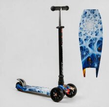 Дитячий триколісний самокат алюмінієвий Best Scooter MAXI S-11102 колеса світло / знімний кермо / синій