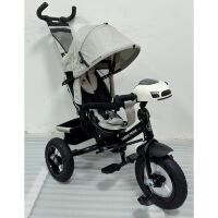 Триколісний велосипед-коляска TURBOTRIKE MT 1006-12 вільний хід коліс, пульт, світло, сумка, гальмо, сірий