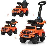 Дитяча машинка каталка-толокар Bambi 2 в 1 M 4121L-4 батьківська ручка музика світло синій