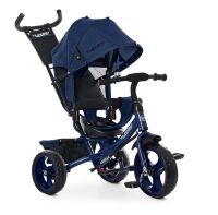 Велосипед-коляска дитячий триколісний Єва колеса Turbo Trike M 3113-11L з батьківською ручкою темно-синій льон