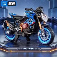 Дитячий електро мотоцикл M 5827EL-4 електромобіль Ducati 800, шкіряне сидіння, 2 мотори, синій