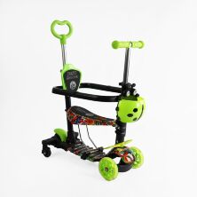 Дитячий триколісний самокат трансформер 5в1 Best Scooter LS-76235 з сидінням та бампером, салатовий