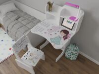 Дитяча парта регульована растишка зі стільчиком для дівчинки від 2 років ЛДСП ПШ 080 Дівчинка Модниця біла