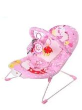 Дитяче крісло-качалка шезлонг Музичний Bambi M 2125 з вібрацією. Для дівчинки. Рожевий