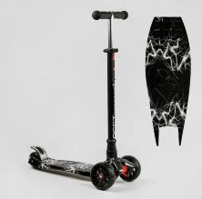 Дитячий триколісний самокат алюмінієвий Best Scooter MAXI S-10911 колеса світло / знімний кермо / чорний